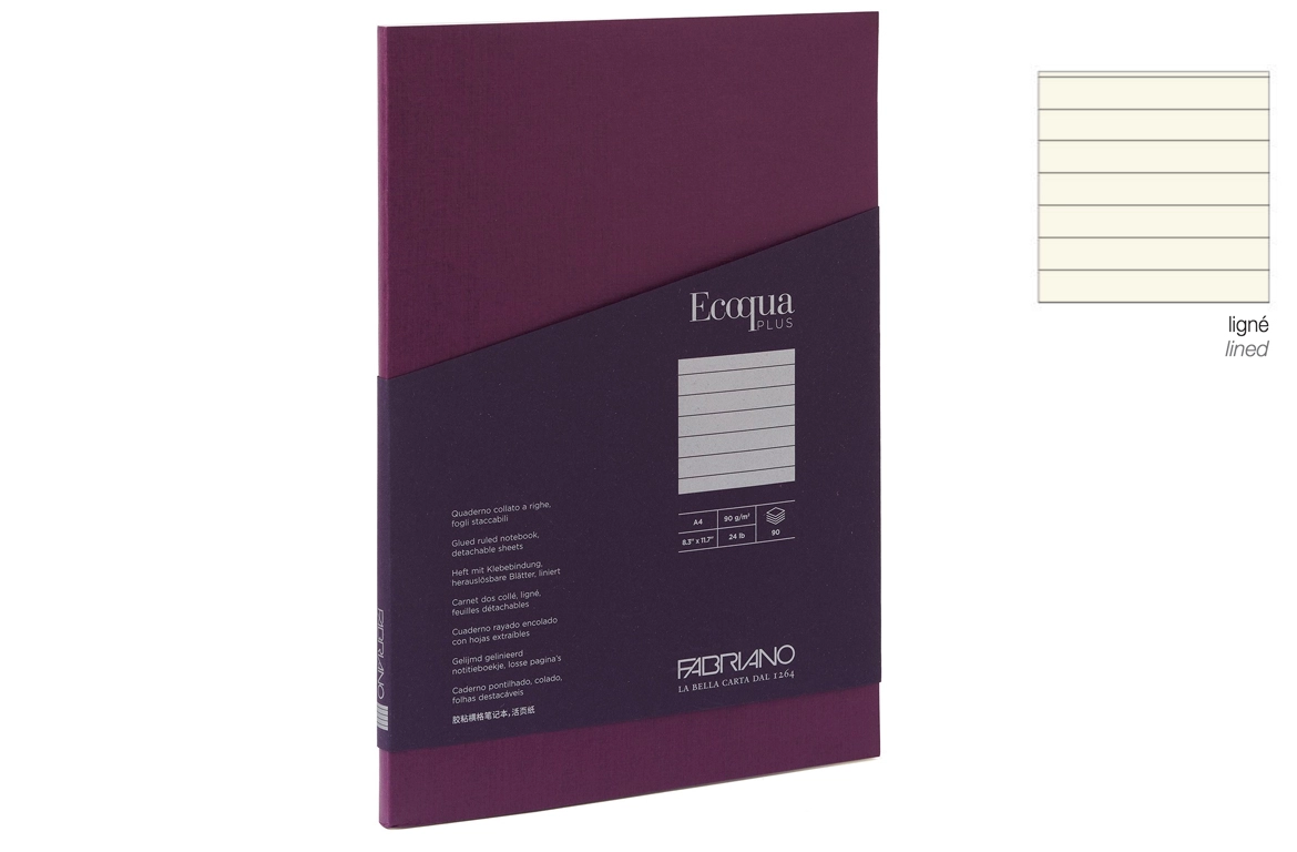 Fabriano Ecoqua Plus Taccuino Collato - Rigo - Copertina Vino