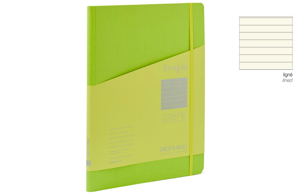 Fabriano Ecoqua Plus Quaderno Spirale Nascosta - Rigo - Copertina Lime