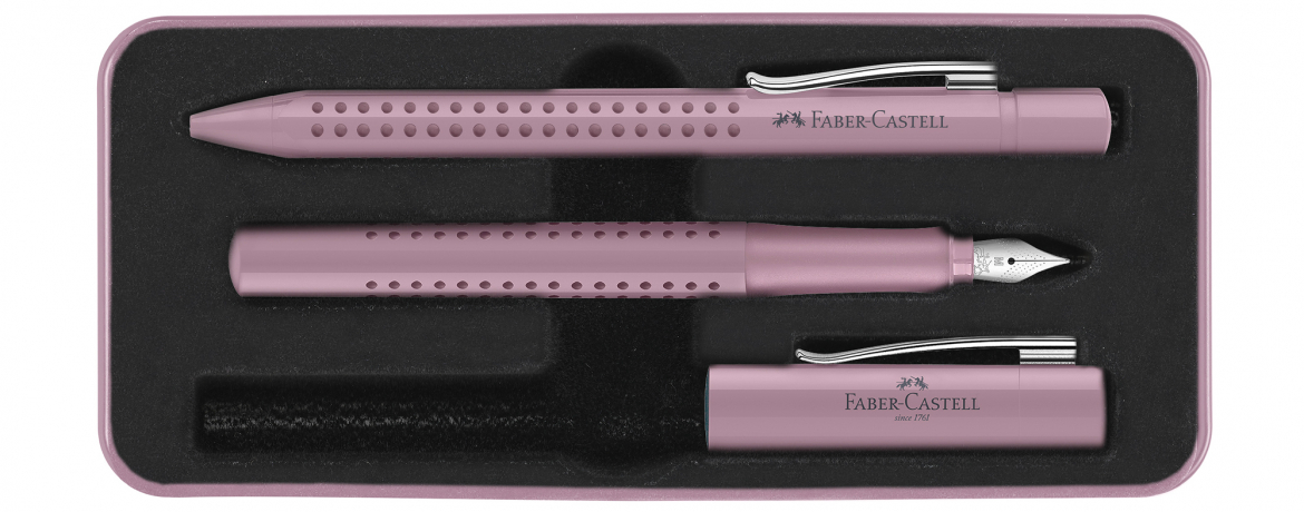 Faber Castell Grip - Set Penna Stilografica e Penna a Sfera - 2010 Rose Shadows