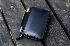 Galen Leather EDC Wallet - Portafoglio in Pelle con Portapenne - Black