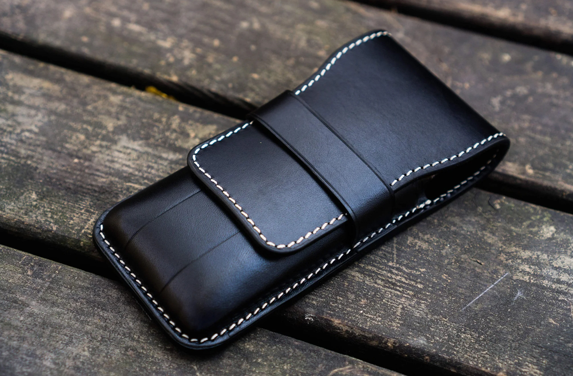 Galen Leather Flap Pen Case - Black - 3 Posti