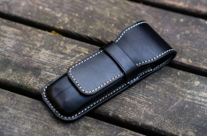 Galen Leather Flap Pen Case - Black - 2 Posti