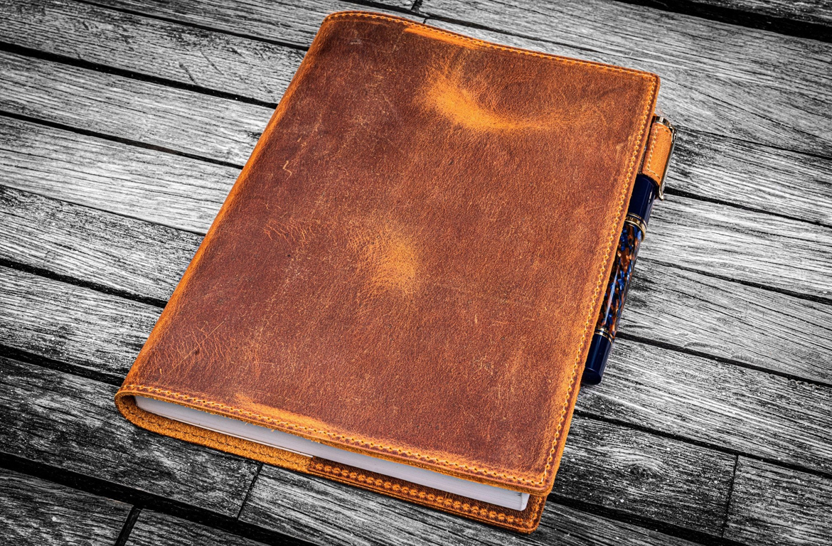 Galen Leather Cover per Quaderno o Agenda - A5 - In Pelle - Crazy Horse Brown