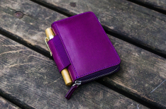 Galen Leather EDC Wallet - Portafoglio con Zip in Pelle - Purple