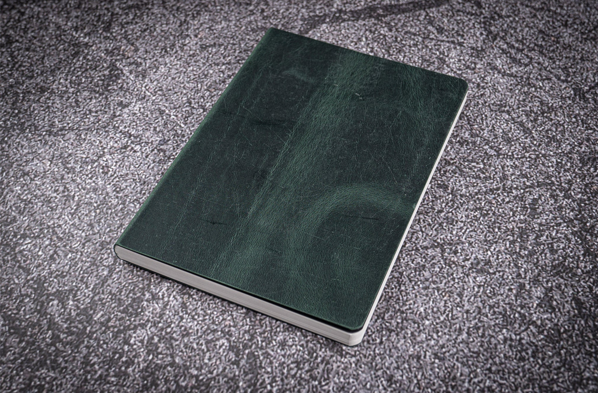 Galen Leather Notebook Copertina in Pelle - Carta Tomoe River - A5 - Crazy Horse Forest Green