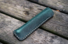 Galen Leather Single Fountain Pen Case - Crazy Horse Forest Green