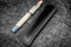 Galen Leather Single Fountain Pen Case - Nero