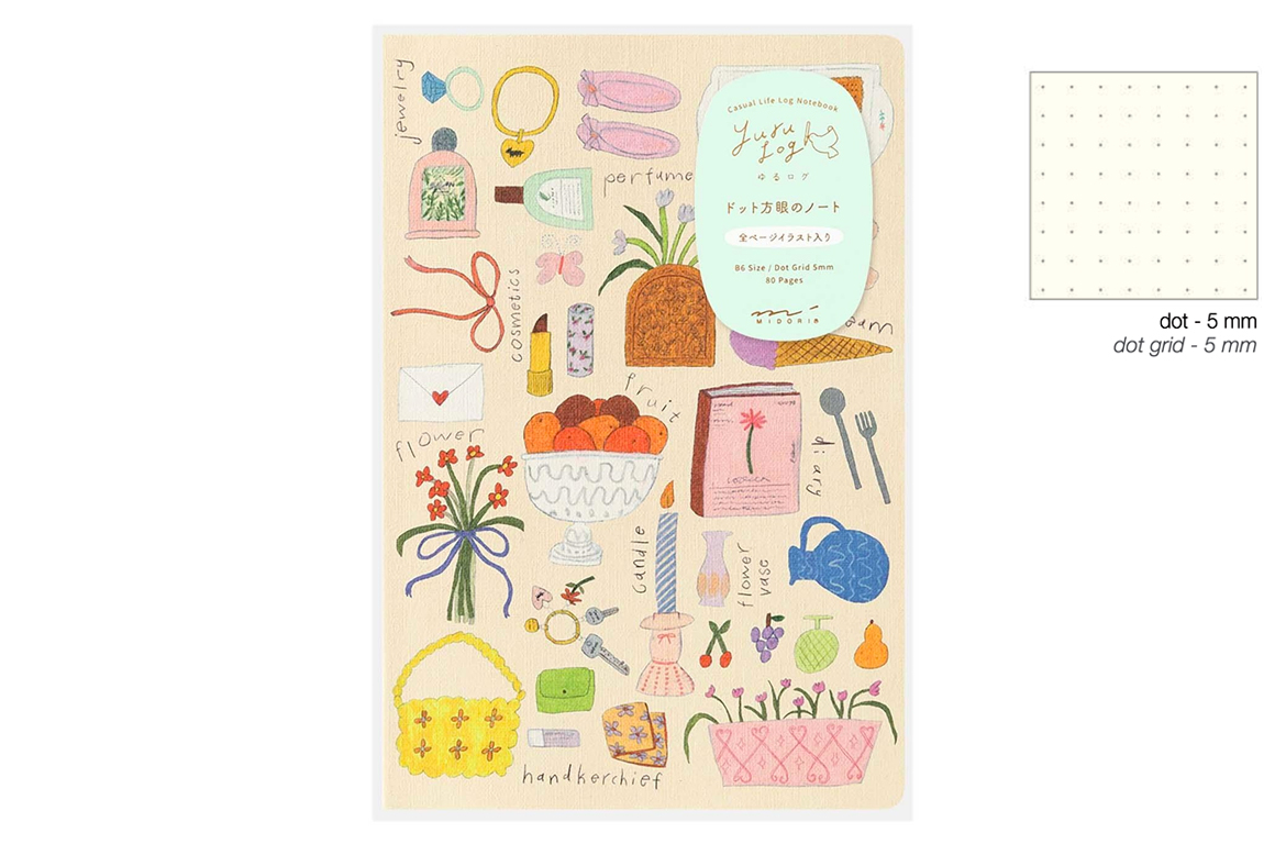 Midori Yuru Log Notebook - My Life - Quaderno Puntinato B6