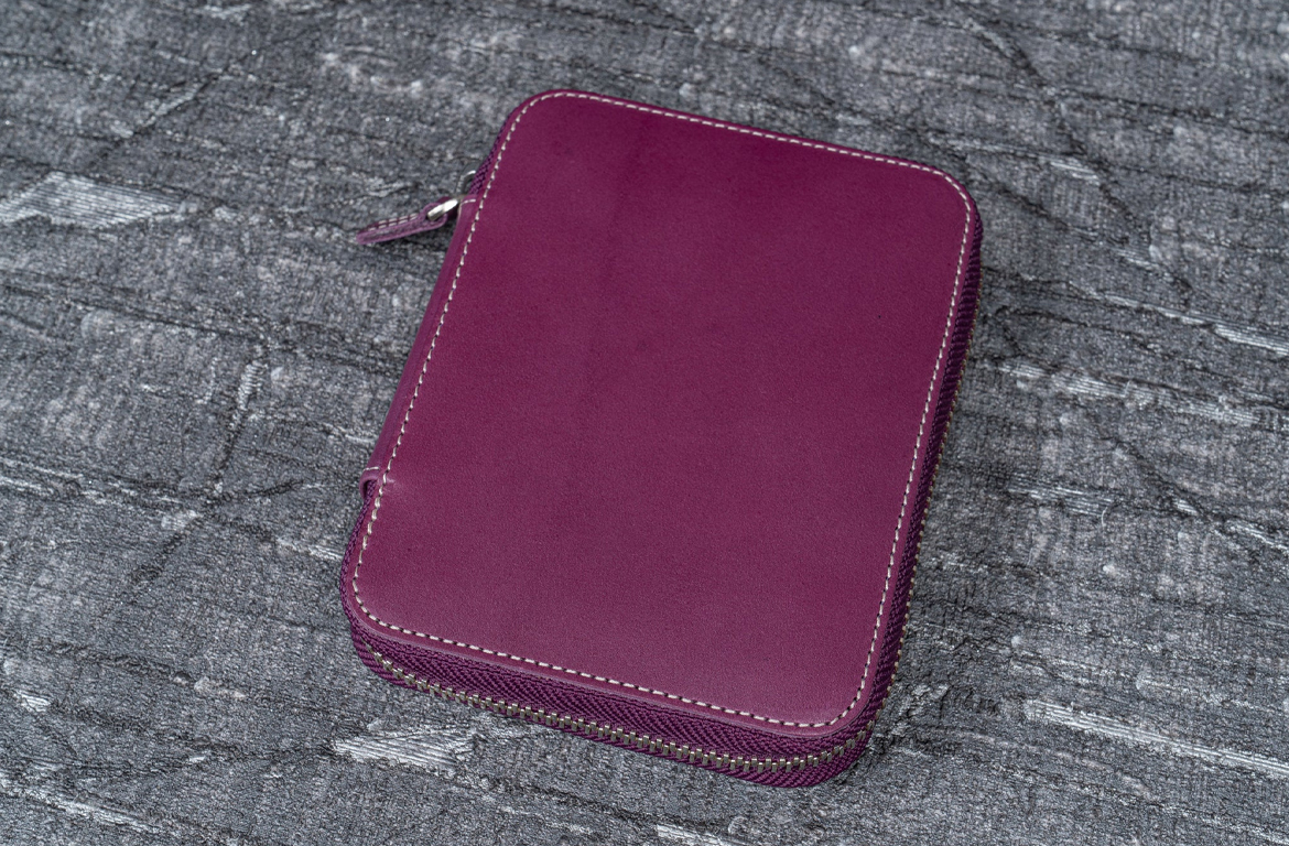 Galen Leather Zippered Pen Case - Purple - 10 Posti