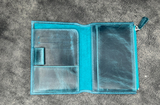 Galen Leather Wallet Insert Per Traveler's Notebook - Passport Size - Crazy Horse Ocean Blue