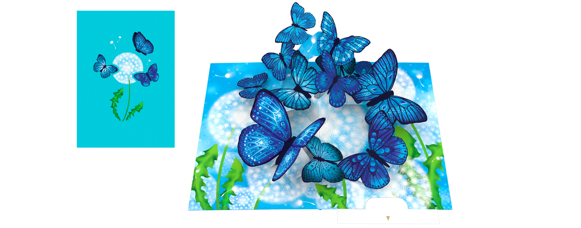 Origamo - Kirigami Blue Butterfly 3D Pop-up Card