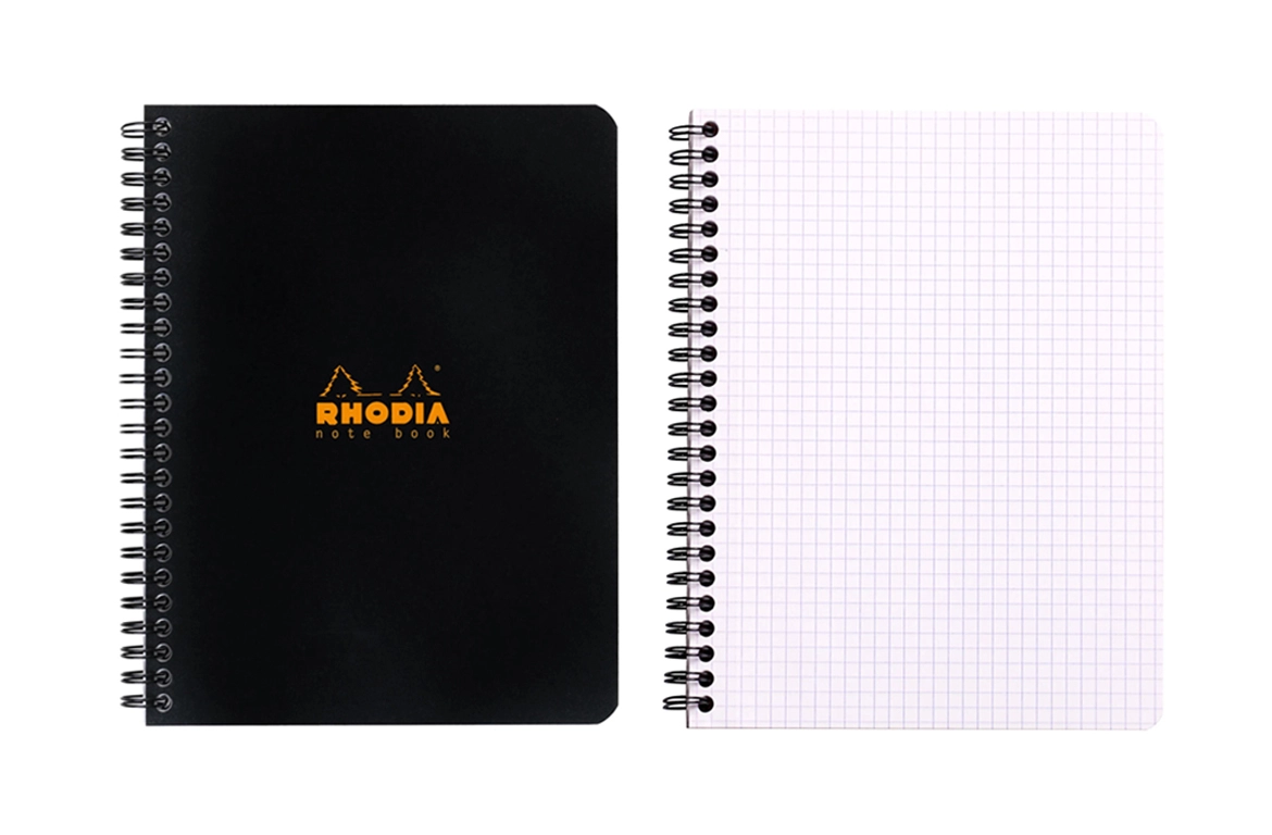 Rhodia Notebook con Spirale Laterale - Quadretto - Black Orange A5+