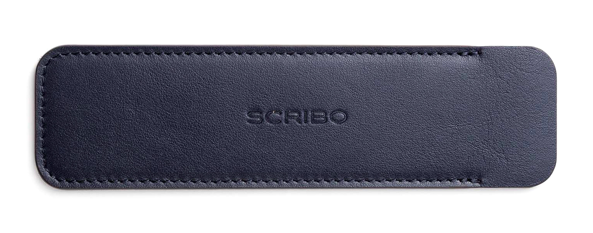 Scribo Astuzen Portapenne in Pelle - 1 posto - Blu Cosmico