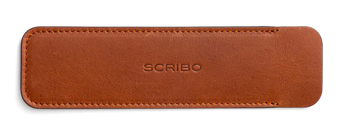 Scribo Astuzen Portapenne in Pelle - 1 posto - Classico Seppia