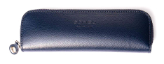 Scribo Astoz Portapenne in Pelle - 2 posti - Chiususa Zip - Blu Notte