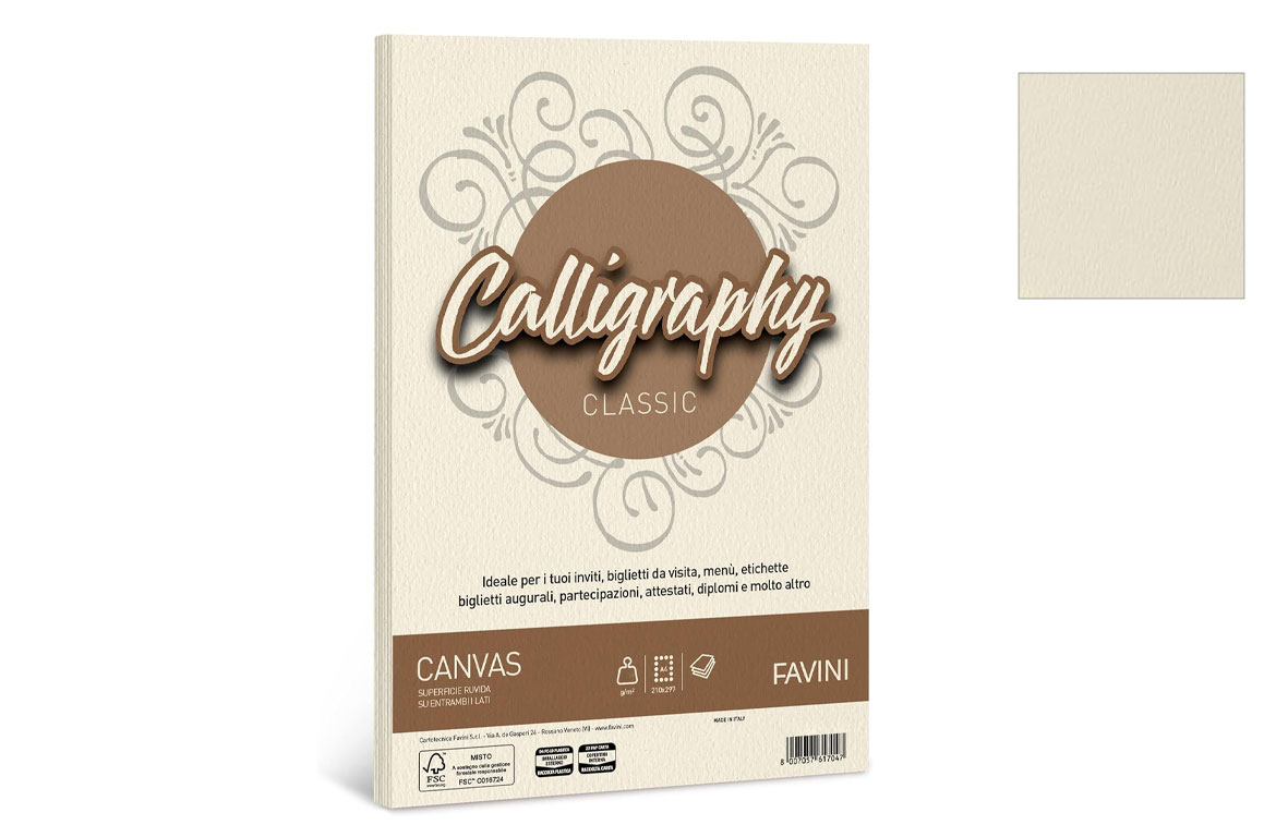 Favini Calligraphy Canvas - Cartoncino Marcato 200 gr - Avorio