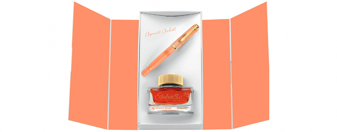 Pelikan M 200 - Apricot Achat - Set Inchiostro + Penna Stilografica Edizione Speciale
