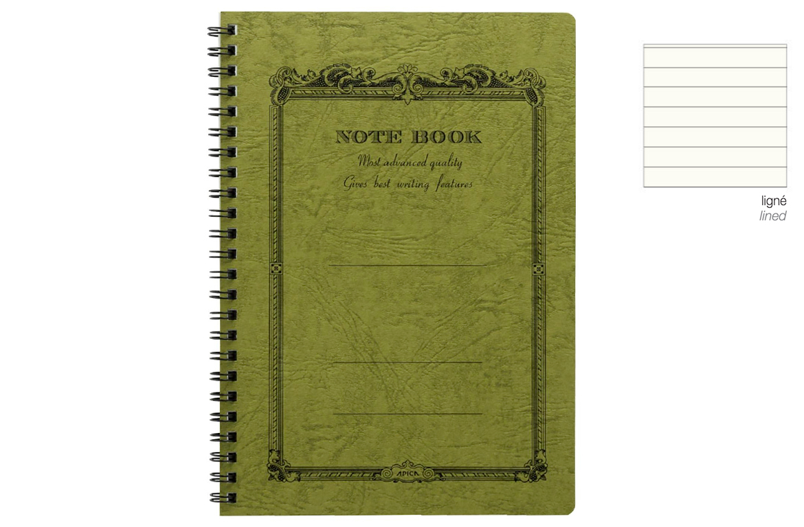 Apica Notebook - CD Twin Ring - Fountain Pen Friendly - A5 - Olive - Kanran