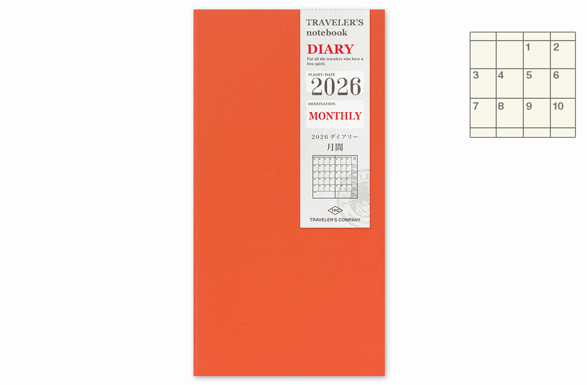 Traveler's Company - Notebook Refill - Regular Size - Ricarica Agenda Mensile 2026