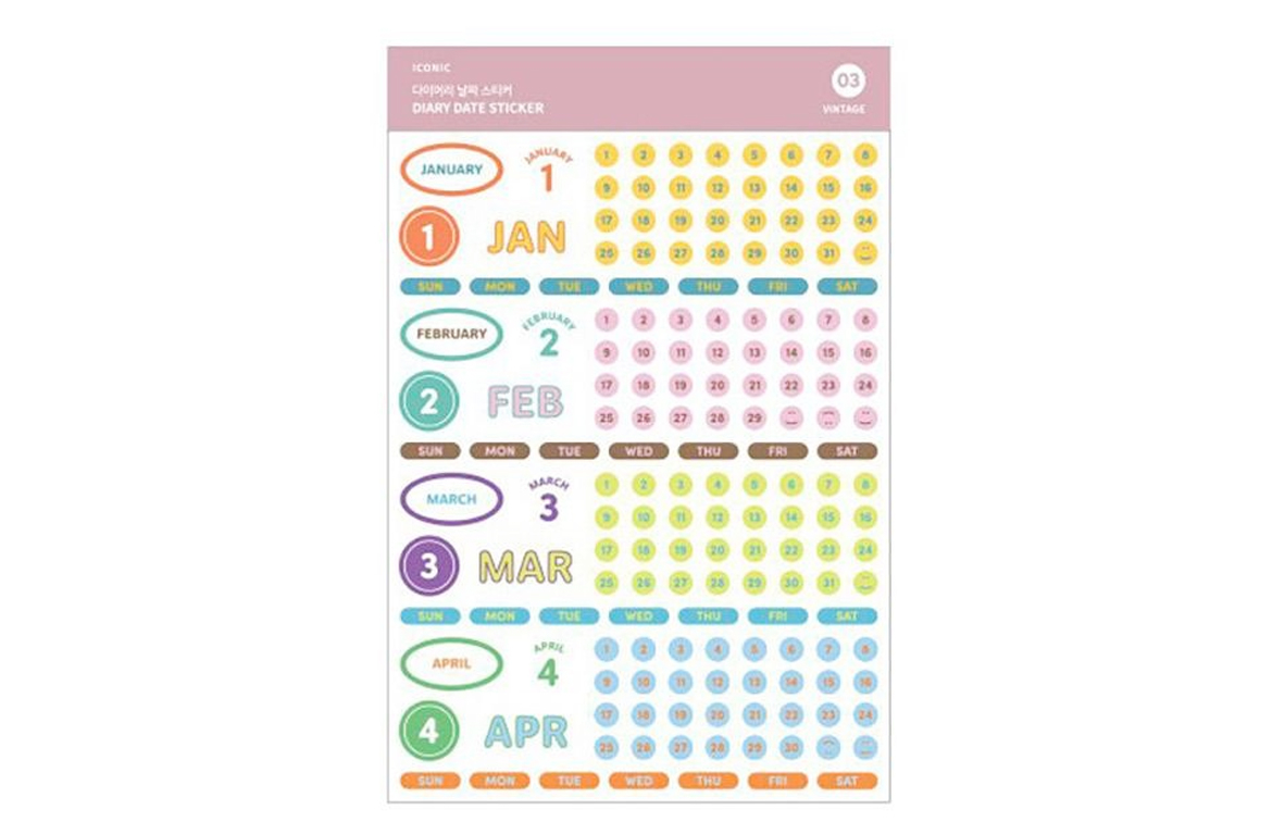 Iconic Sticker Diary Date - Vintage - Adesivi per Notebook e Agende