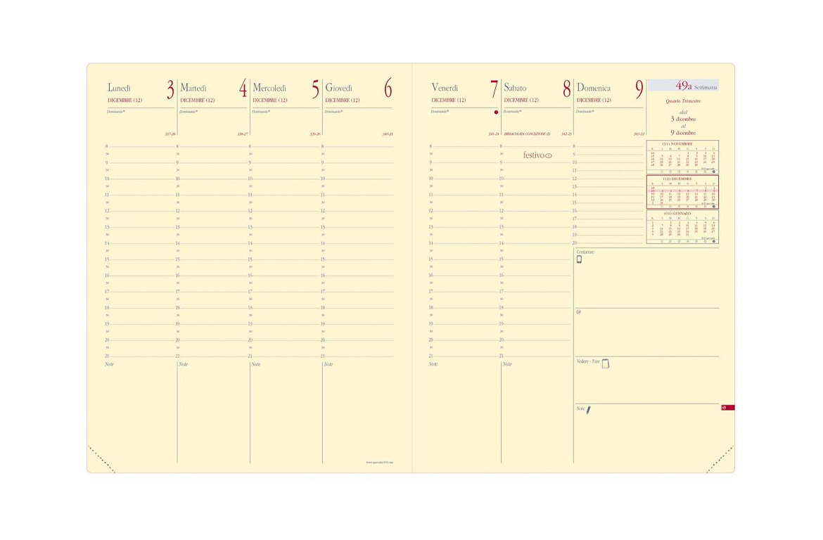 Quo Vadis Ricambio - Agenda settimanale Presidente Prestige - Dicembre/Dicembre - 2026