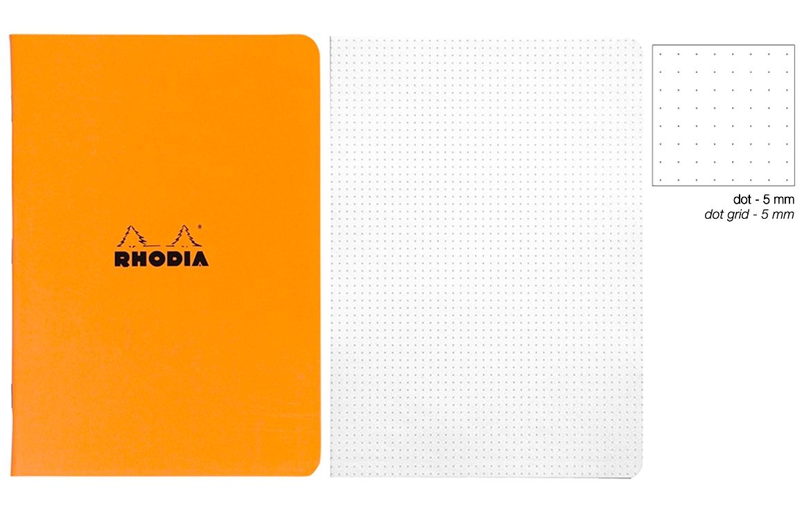 Rhodia Quaderno spillato Classic - Quadretto - Orange Black White
