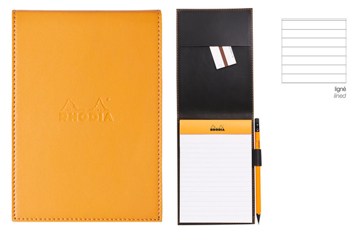 Rhodia Porta Blocco in similpelle con notepad Rigo - Orange Black