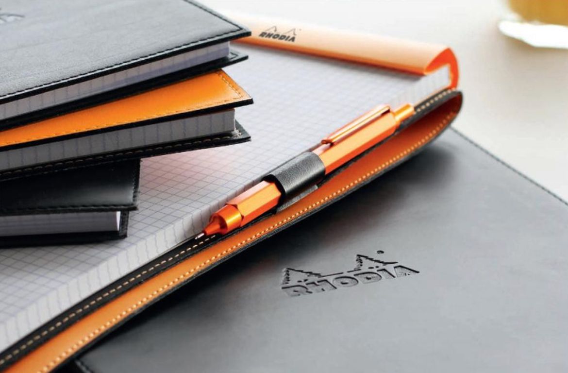 Rhodia Porta Blocco in similpelle con notepad Rigo - Orange Black