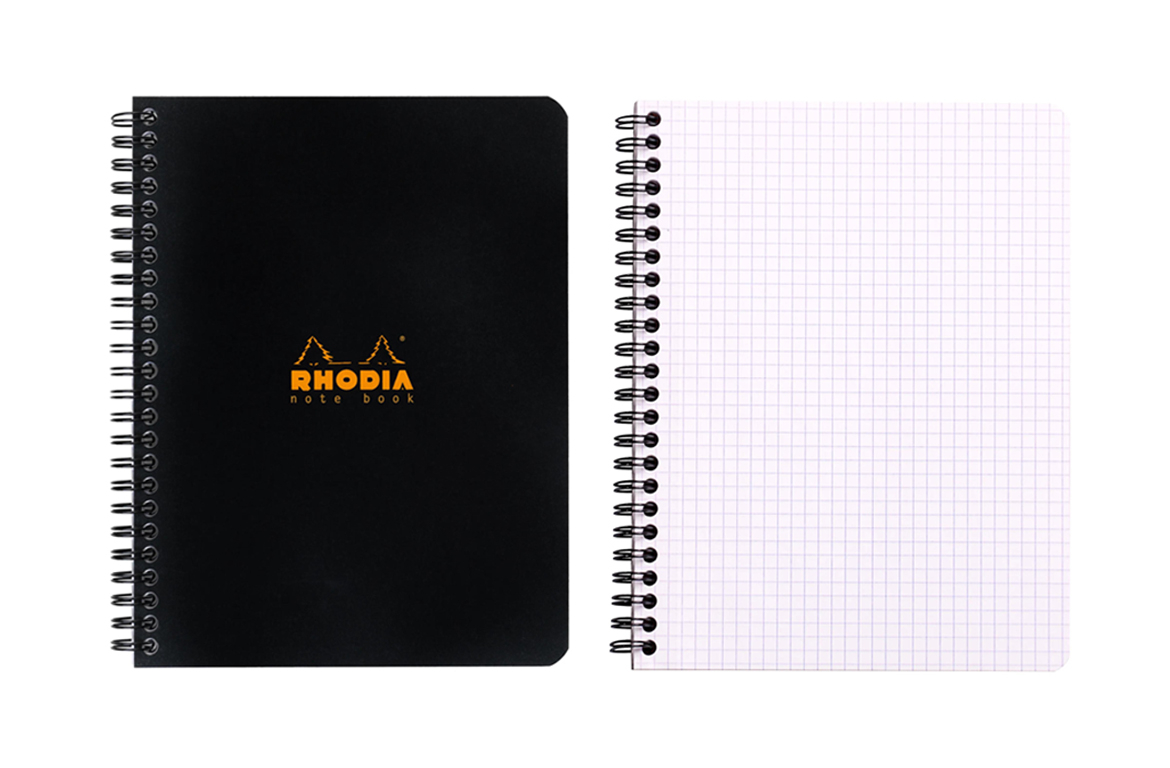 Rhodia Notebook con Spirale Laterale - Quadretto - Black Orange A5+
