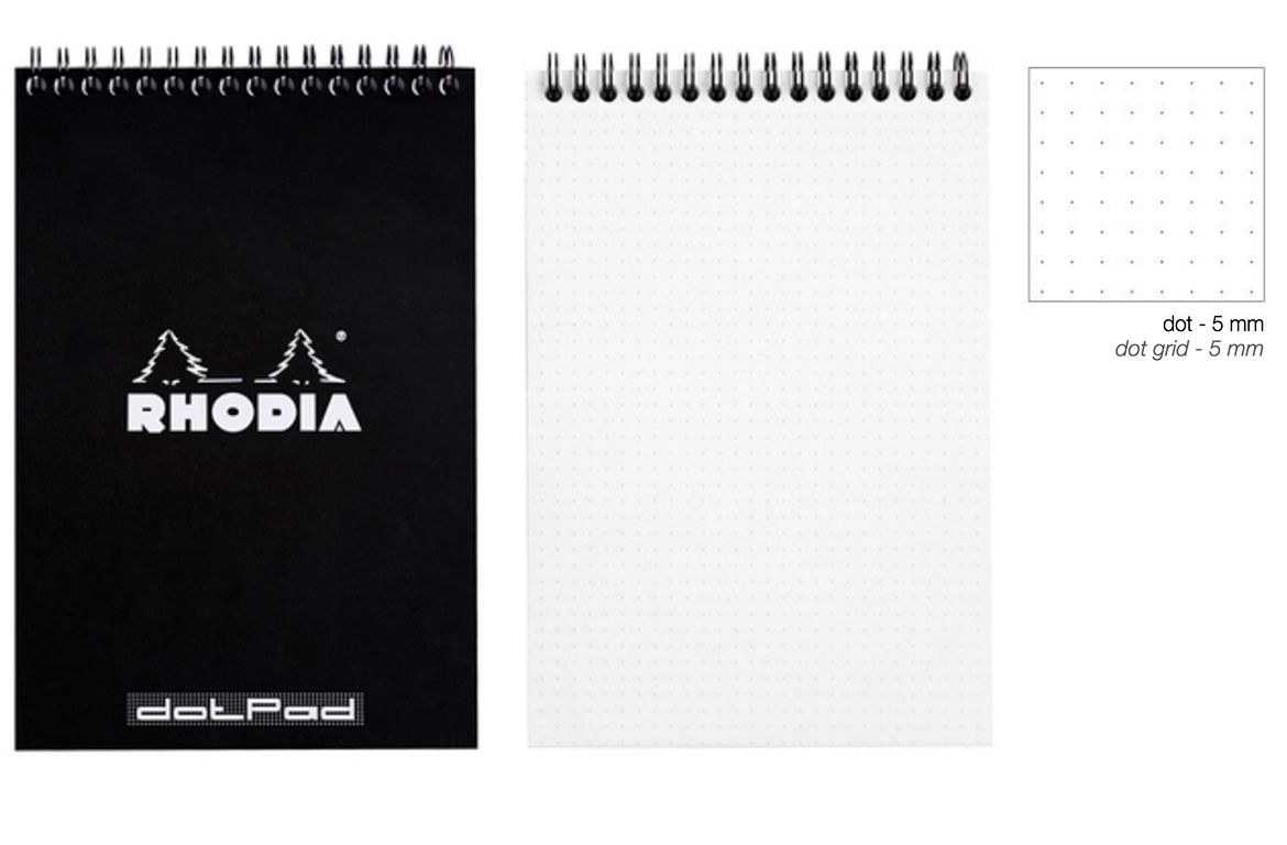 Rhodia Notepad con Spirale Alta - Puntinato - Black Orange