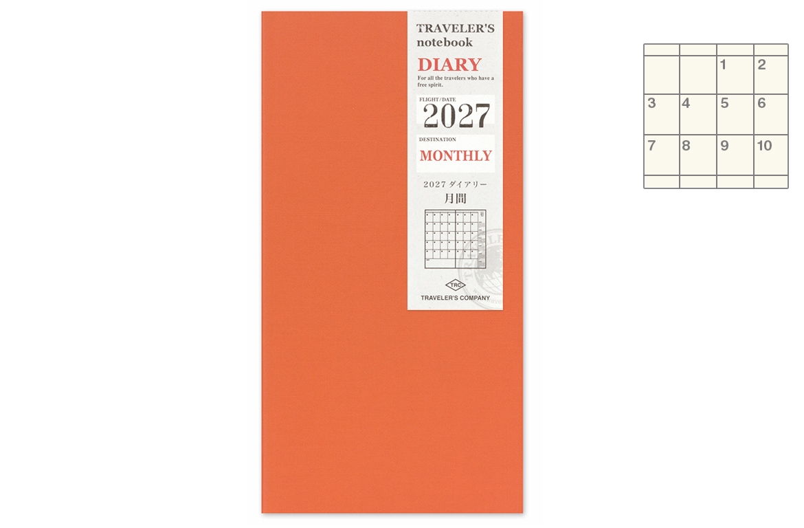 Traveler's Company - Notebook Refill - Regular Size - Ricarica Agenda Mensile 2027