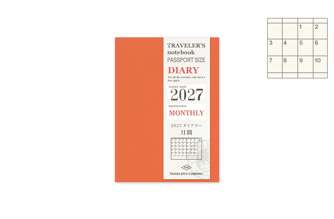 Traveler's Company - Notebook Refill - Passport Size - Ricarica Agenda Mensile 2027