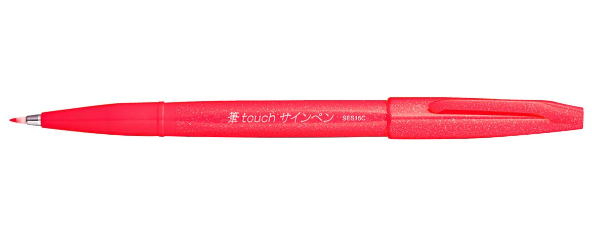 Pentel Sign Pen Brush Pennarello con punta in fibra - Rosso