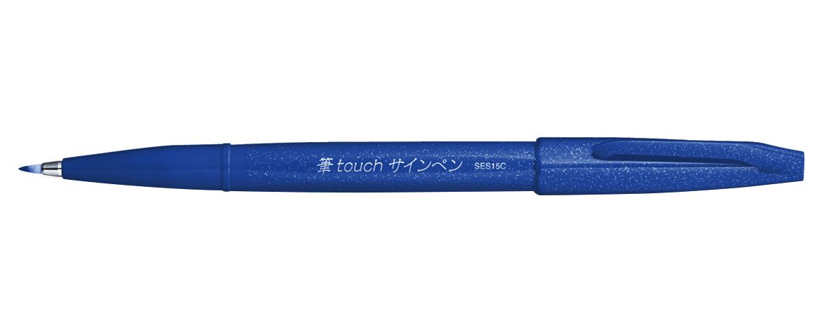 Pentel Sign Pen Brush Pennarello con punta in fibra - Blu