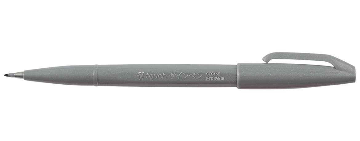 Pentel Sign Pen Brush Pennarello con punta in fibra -  Grigio