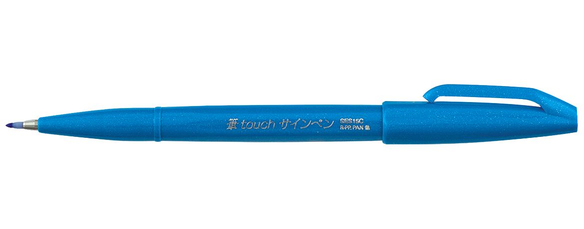 Pentel Sign Pen Brush Pennarello con punta in fibra -  Azzurro