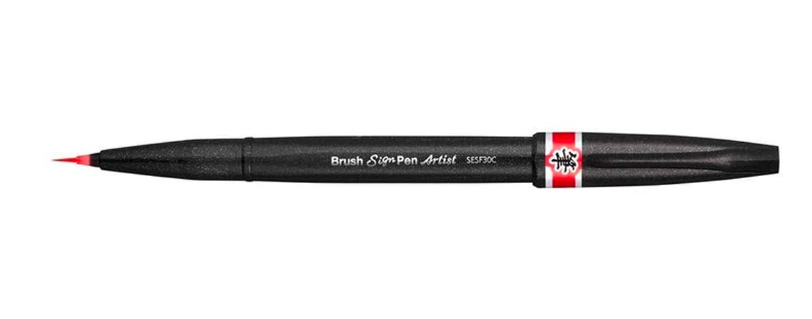 Pentel Brush Sign Pen Artist Pennarello con punta a pennello -  Rosso