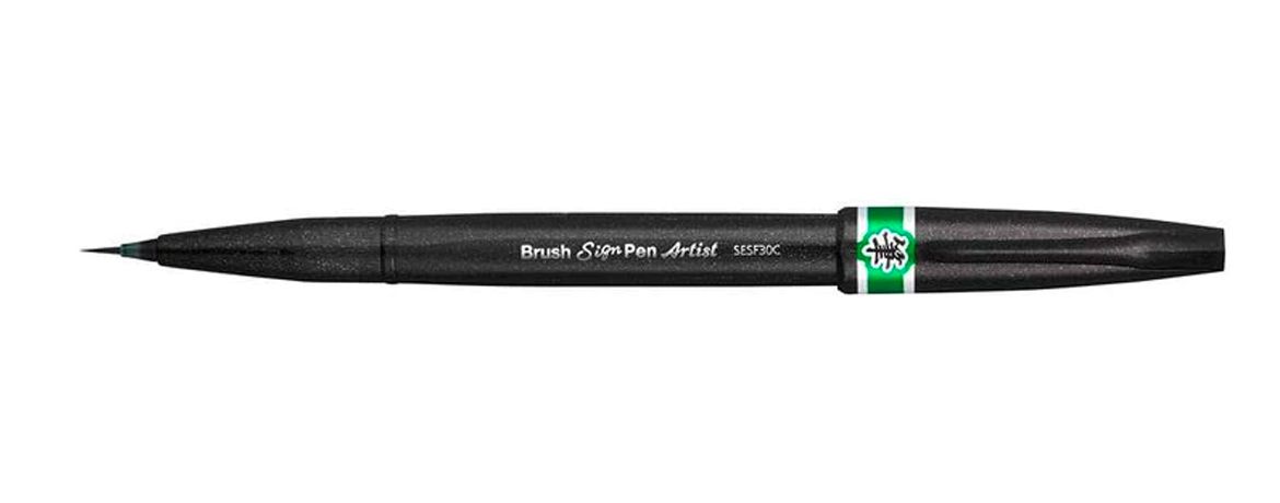 Pentel Brush Sign Pen Artist Pennarello con punta a pennello -  Verde