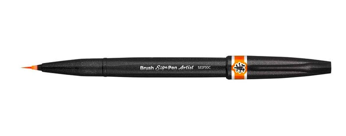 Pentel Brush Sign Pen Artist Pennarello con punta a pennello -  Arancione