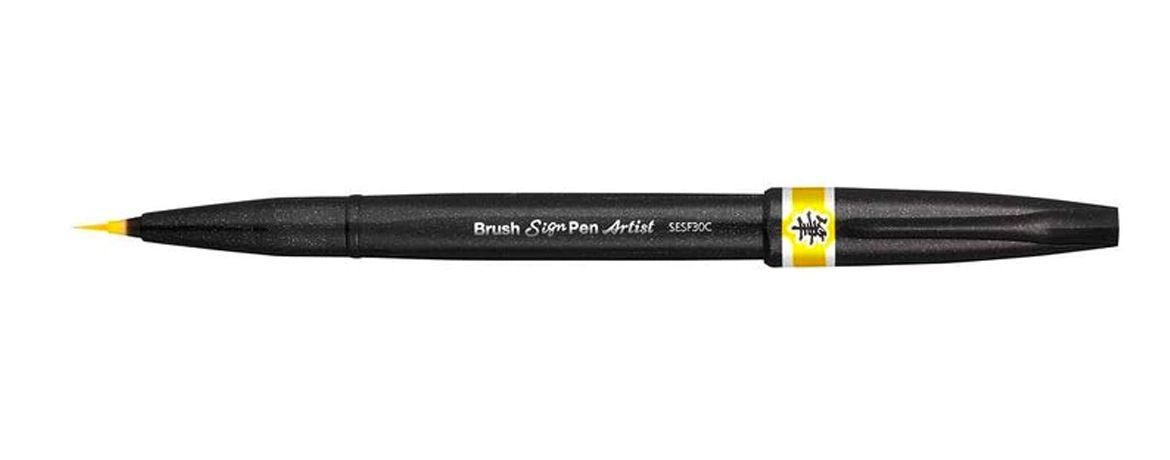 Pentel Brush Sign Pen Artist Pennarello con punta a pennello -  Giallo