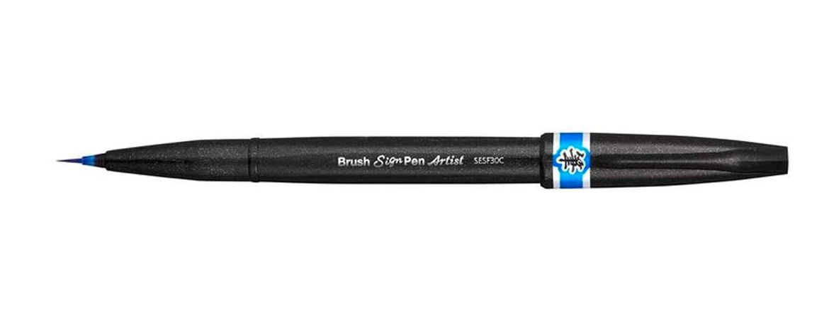 Pentel Brush Sign Pen Artist Pennarello con punta a pennello -  Azzurro