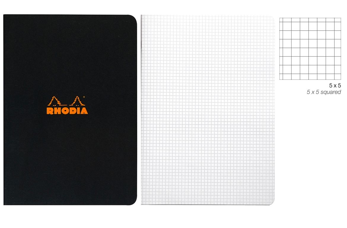 Rhodia Quaderno spillato Classic - Quadretto - Orange Black White