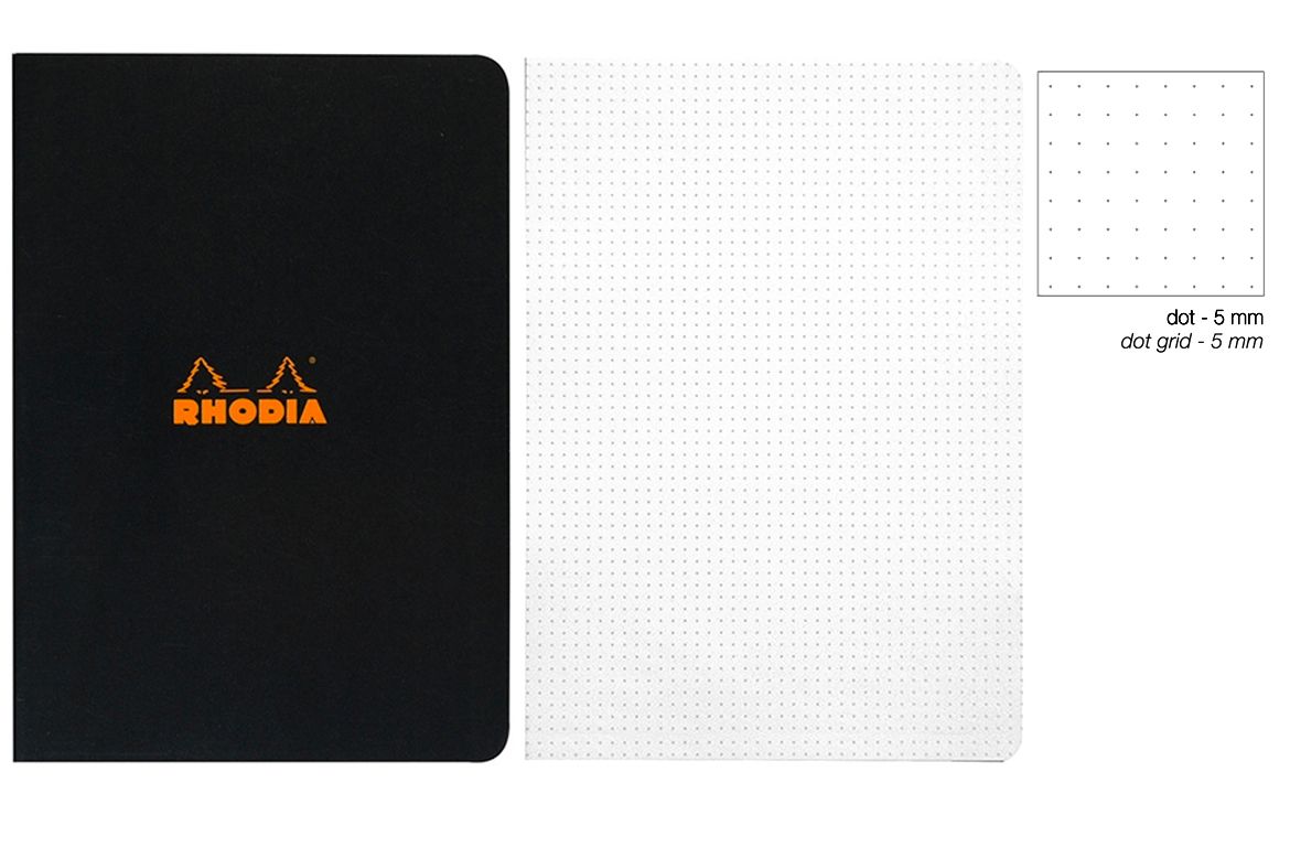 Rhodia Quaderno spillato Classic - Quadretto - Orange Black White