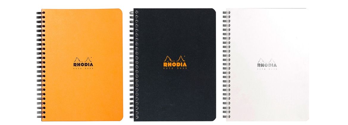 Rhodia Notebook con Spirale Laterale - Quadretto - Black Orange White