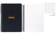 Rhodia Notebook con Spirale Laterale - Quadretto - Black Orange White