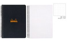 Rhodia Notebook con Spirale Laterale - Puntinato - Black Orange White - A5+