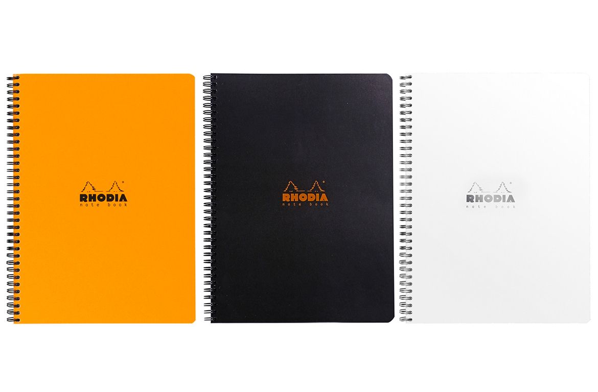 Rhodia Notebook con Spirale Laterale - Quadretto con margine - Black Orange White A4+