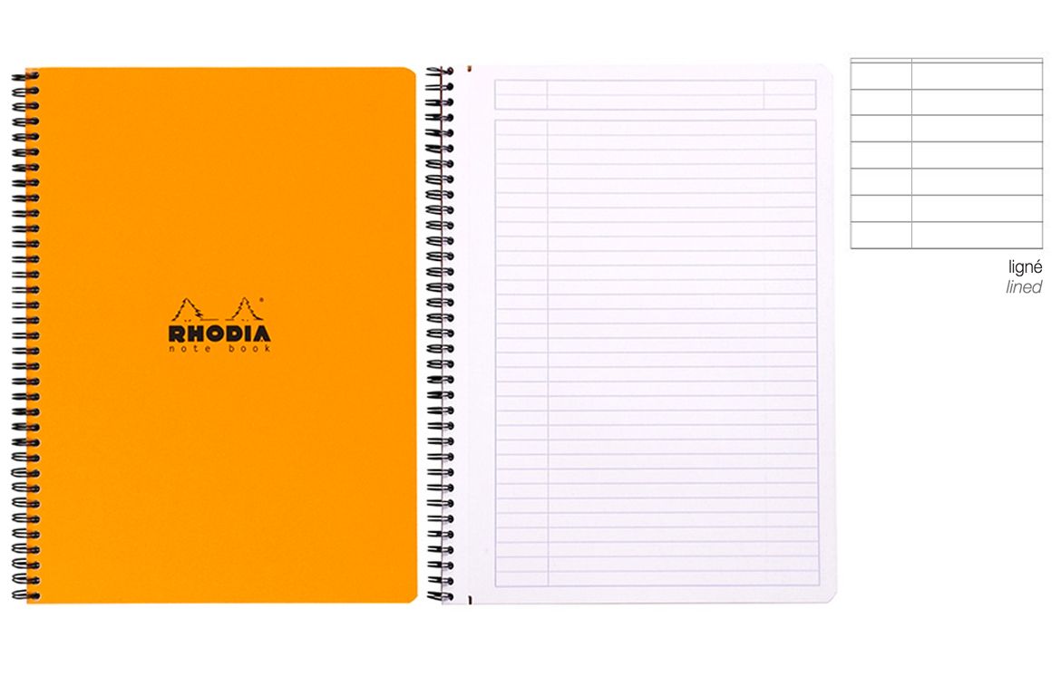 Rhodia Notebook con Spirale Laterale - Rigo con margine - Black Orange White A4+