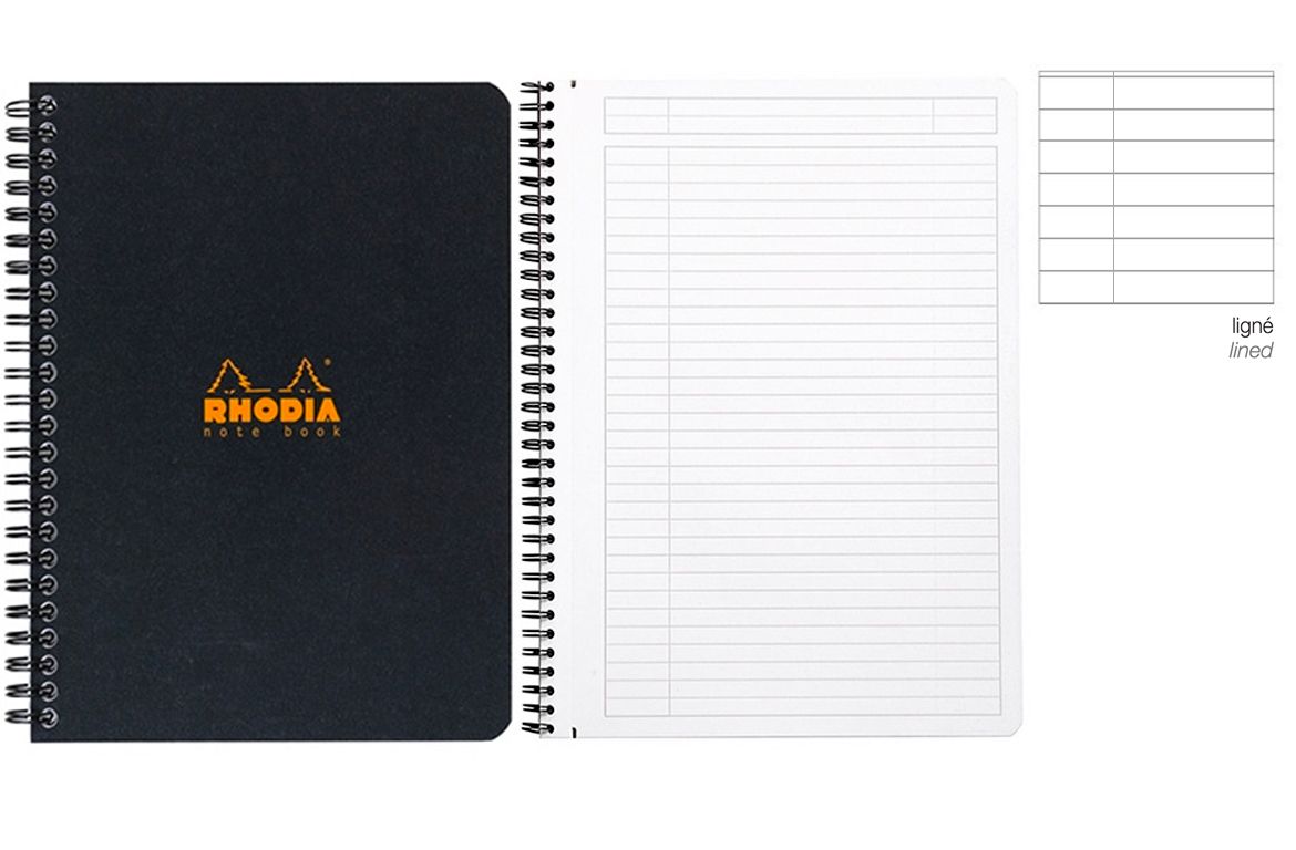 Rhodia Notebook con Spirale Laterale - Rigo con margine - Black Orange White A4+