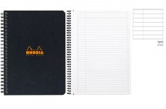 Rhodia Notebook con Spirale Laterale - Rigo con margine - Black Orange White A4+